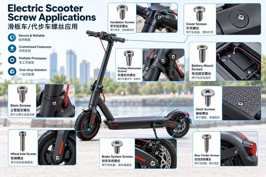 Screws used in an electric scooter